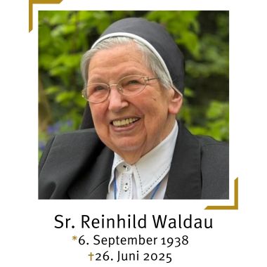 Portrait von Schwester Reinhild Waldau mit den Lebensdaten.